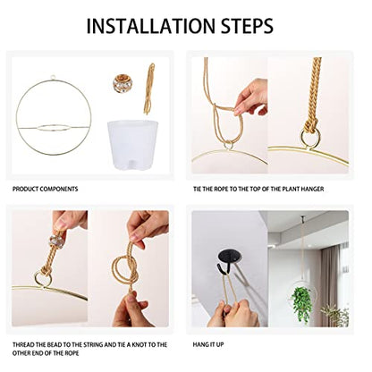 3 Pack Boho Hanging Planter with Metal Plant Hanger & Self Watering Plant Pots for Indoor Outdoor Wall Window
