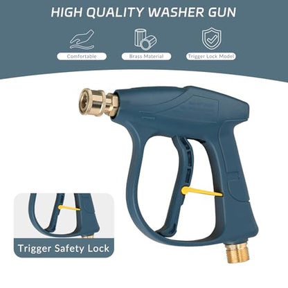 Sooprinse High Pressure Washer Gun 3000 PSI Max, Power Washer Short Gun, High Pressure Spray Gun with 1/4 Inch Quick Connector, M22-14 - color: Blackish Green