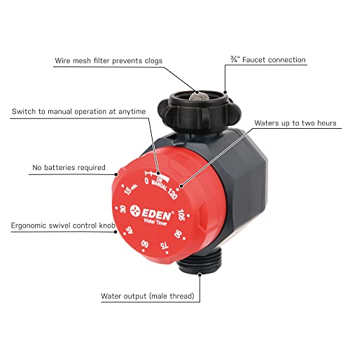 Eden 25118 1-Zone Mechanical Watering Timer, Red, Grey - style: 1-Zone