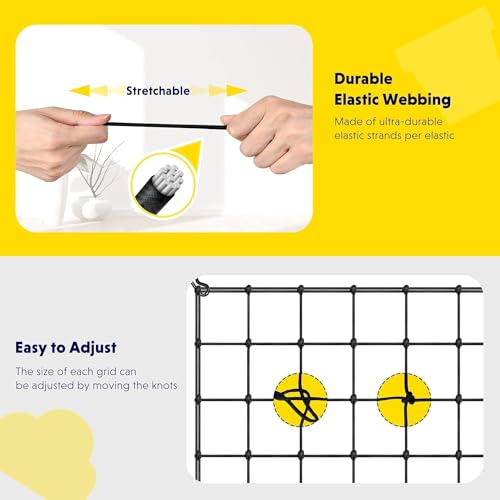 Simple Deluxe Elastic Trellis Netting for 4x4', Heavy Duty Elastic Plant with Hooks, Flexible Hydroponics Support for Grow Tent, Gardening, Climbing Plants, 1 Pack, Black