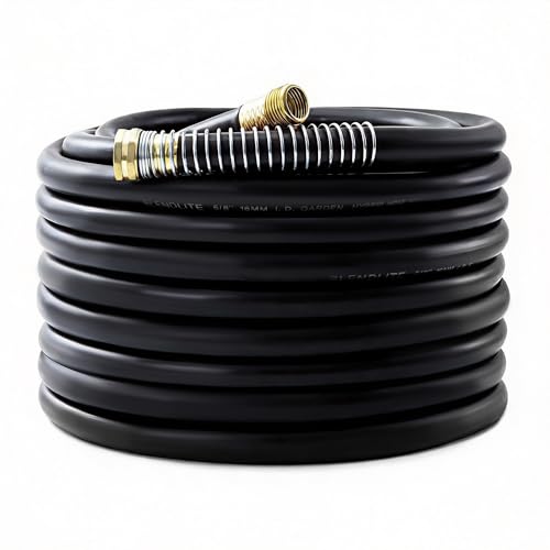 5/8" Garden Hose 75ft, -40℉ To 190℉ Hot/Cold Rubber hose, Black - color: Black, size: 75Ft