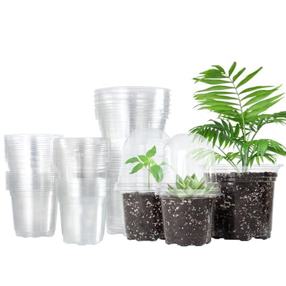 Bonviee Clear Nursery Pots with Humidity Domes, 3.5/4/5 Inch, 36-Pack - size: 3.5/4/5 Inch-36 Packs