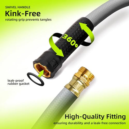 Worth 12 ft Gray Short Leader Garden Hose 5/8”, Male to Female Fittings - size: 5/8 in. x 12 ft.