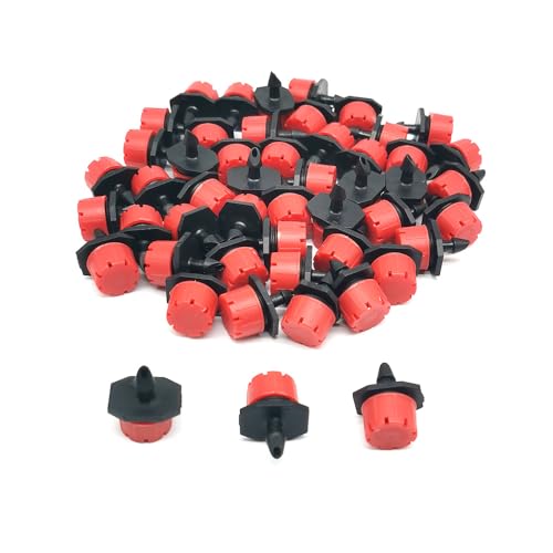 50 Pack Adjustable Irrigation Drippers Sprinklers, Red