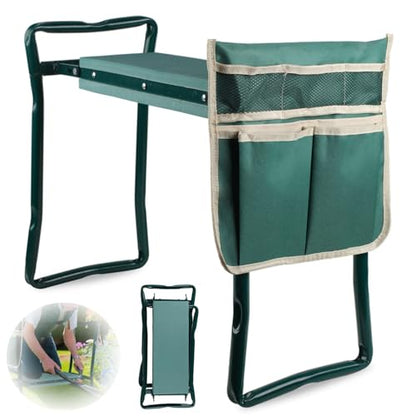Garden Kneeler and Seat,Heavy Duty Portable Garden Stool with Tool Pouches,Foldable Thick Gardening Bench with EVA Foam Kneeling Pad,Gardening Gifts for Seniors,Gardener,Parents