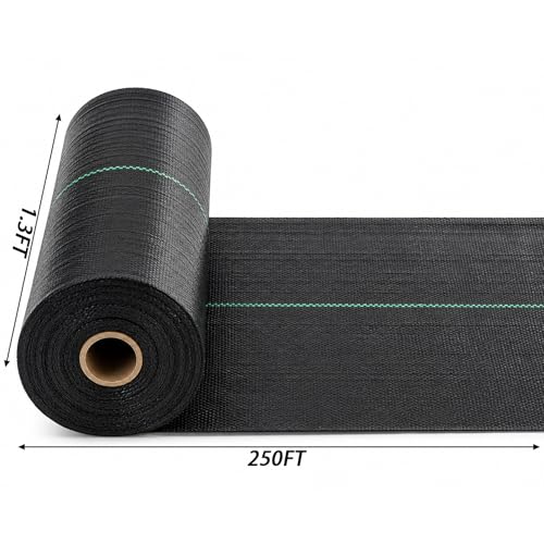 1.3FT x 250FT Weed Barrier Landscape Fabric, Heavy Duty Garden Cloth Ground Cover, Weed Block Gardening Mat Woven Geotextile Fabric for Garden, Yard, Pathway, Driveway, Road, Vegetable Patch