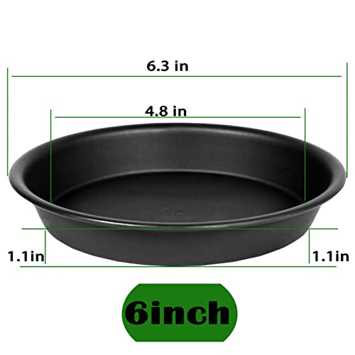6 Pack 6 inch Plant Saucer Tray, 4 6 8 10 12 15 17 19 inch Plant Saucers, Heavy Duty Plastic Plant Saucers for Indoors, Bird Bath Bowls, Flower Plant Water Trays for pots Planter (6", Black) - color: Black, size: 6"