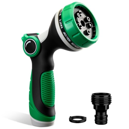 Garden Hose Nozzle,Water Hose Sprayer Thumb Control with 10 Spray Patterns - color: Green