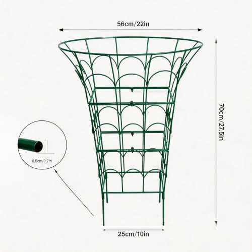 27.5" Peony Rings for Outdoor Plants -Metal Cages for Peonies - color: Green, size: 27.5"x22"