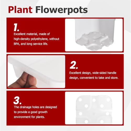 findmall 1 Gallon Square White Nursery Pots Plant Pots Grow Pots Nursery Container for Planting Soil Plants 10 Pcs - color: White, size: 1 Gallon