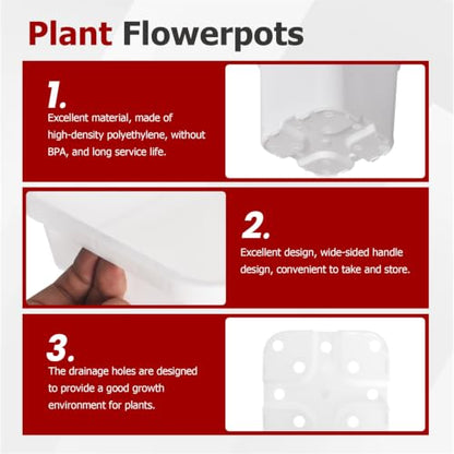 findmall 1 Gallon Square White Nursery Pots Plant Pots Grow Pots Nursery Container for Planting Soil Plants 10 Pcs - color: White, size: 1 Gallon