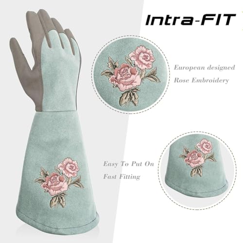 Rose Pruning Gloves with Forearm Protection, Thorn Resistant - color: Green, size: Small (Pack of 1)