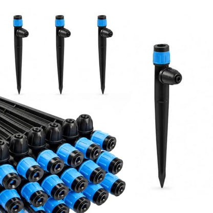50-Pack Adjustable Watering Spikes, Blue Vortex Drip Emitters with Stakes - color: 50pcs-Blue 360 Degree Sprayer