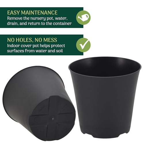Arcadia Garden Products 4-Pack Plastic Pot, Fits [4”] Nursery Grow Pot – No Drainage Hole (Drillable), Minimal Cover Planter for Indoor Plants, Herbs, Flowers, Seedlings, [Black] - color: Black, size: 4 Inch Standard