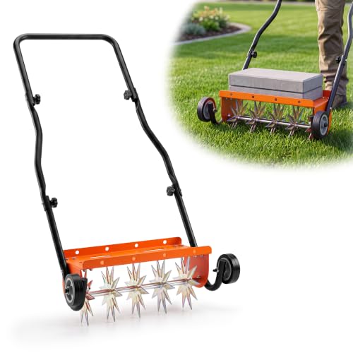 Walensee Rolling Lawn Aerator Tool, 2" Spike Aerator, Orange