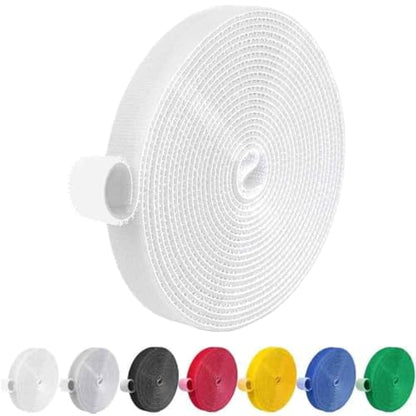 IFNOW 32FT Reusable Fastening Tape Cable Ties Double-Sided Hook-and-Loop Cable Management Tape Strength and Durability 0.4''/Width (1, White) - color: White