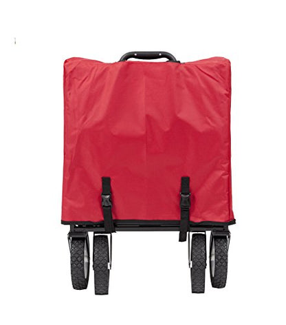 Mac Sports Heavy Duty Steel Frame Collapsible Folding 150 Pound Capacity Outdoor Camping Garden Utility Wagon Yard Cart, Red - color: Red