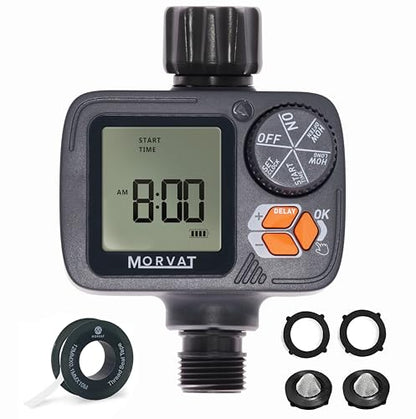 Morvat Programmable Outdoor Garden Hose Sprinkler Timer with Rain Delay