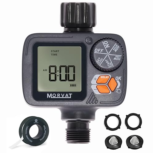 Morvat Programmable Outdoor Garden Hose Sprinkler Timer with Rain Delay