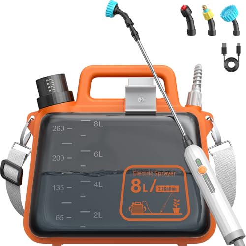 2 Gallon Electric Garden Sprayer, Battery Powered Weed Sprayer with Telescopic Wand, 3 Adjustable Nozzles, Garden Sprayer with Collapsible Tank, Shoulder Strap for Lawn Care, Plant Watering & Cleaning - size: 2gal