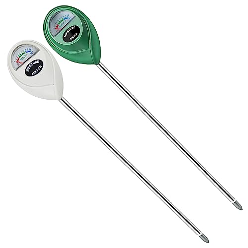 Soil Moisture Meter, 2 Pack Long Probe Soil Moisture Monitor for House Plants, Soil Hygrometer Moisture Sensor for Indoor & Outdoor, Garden, Farm, Lawn Plant Care, No Battery Needed(Green + White) - color: Green+White-Longprobe-2Pack