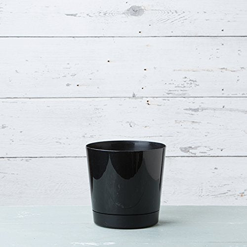 Novelty Root & Vessel Majestic Full Depth Round Cylinder Pot, Glossy Black, 14-Inch (10148) - color: Black, size: 14 Inch