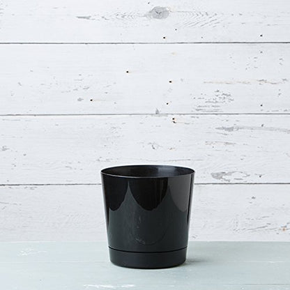 Novelty Root & Vessel Majestic Full Depth Round Cylinder Pot, Glossy Black, 14-Inch (10148) - color: Black, size: 14 Inch