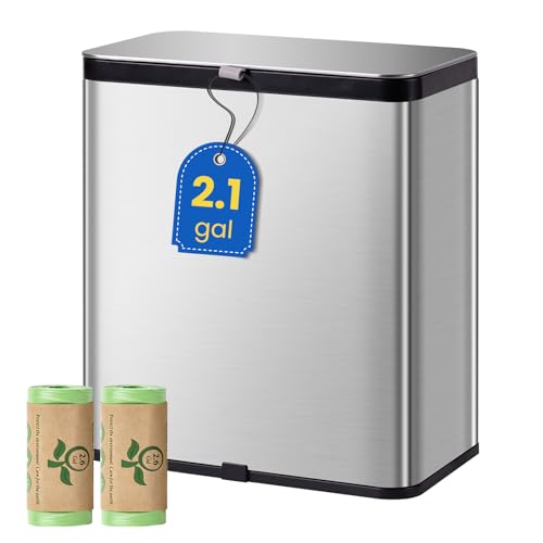 Kitchen Compost Bin with Lid, 2.1 Gal Countertop & Under Sink Trash Can