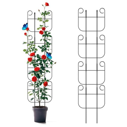 4 Pack Trellis for Climbing Plants Indoor, Expandable Small Metal Trellis for Potted Plants, Flowers Vine Ivy, Sturdy Houseplant Pothos Plant Climber Support - size: 4 Pack-15in(H)x10in(L)
