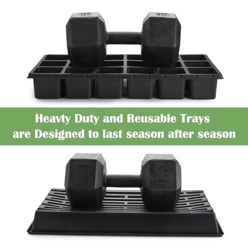 RooTrimmer 3 Inch Square Pots 2.9" Deep 18 Cell Seedling Trays with Water Collection Nursery 1020 Trays No Holes for Seeds Starting and Transplanting (20"x10",10 Sets) - size: 18 Cells