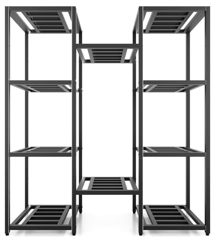 Metal Heavy Duty Plant Stand Indoor Outdoor,10 Tier Tall Plant Stands Holder,Large Wrought Iron Plant Shelves for Multi Pots,Black Tiered Flower Display Riser for Living Room,Patio,Balcony