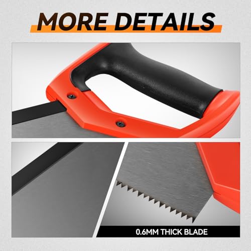 Auto Dynasty 12" Wood Handsaw, Dual Side Grinding Teeth Hand Saw with Non-Slip Comfort Grip for Sawing, Trimming, Gardening, Cutting Wood, Drywall, Plastic Pipes (Red) - style: 12“ Hand Saw
