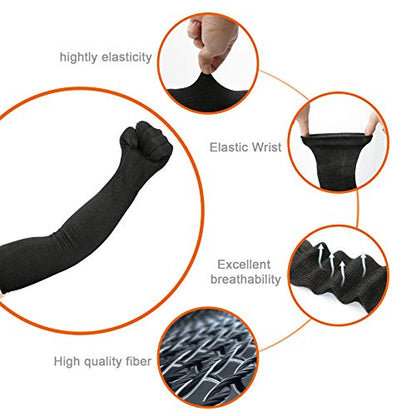 Protective Kevlar Gloves with Sleeves - Level 5 Protection, Heat & Cut Resistant for Welding, Kitchen, Gardening - color: Black-full Finger