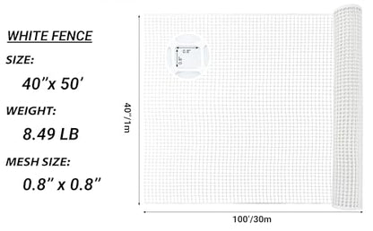 PotatoLife White Plastic Garden Fence, Hardware Mesh, 40'' x 50' - color: White, size: 40'' x 50'