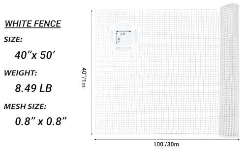 PotatoLife White Plastic Garden Fence, Hardware Mesh, 40'' x 50' - color: White, size: 40'' x 50'