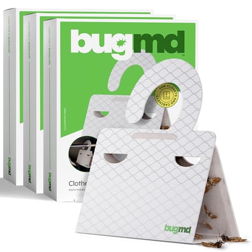 BugMD Clothes & Pantry Moth Traps with Sticky Glue - color: White, size: 3 Pack - 18 Traps
