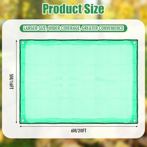 16 x 20 ft Leaf Collection Net with Stakes, Reusable Yard Tarp - size: 16 x 20 ft