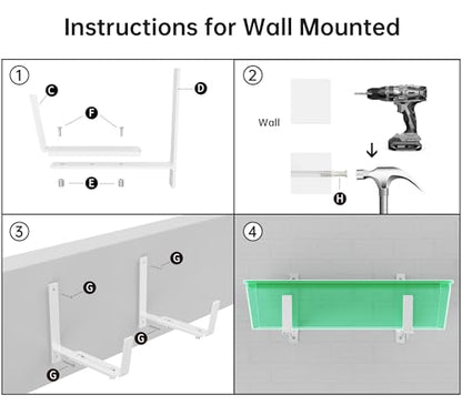 Y&M 4 Pack Adjustable Planter Box Brackets (6 to 12.5 in), Universal Window Box Brackets, Heavy Duty Iron Flower Box Wall Mounting Hooks for Balcony, Fences, Patio, and Garden - White - size: 4pcs White