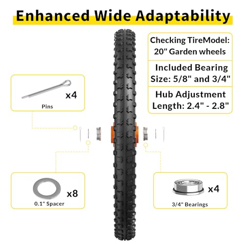 RONPOW 20" Flat Free Wheels Compatible with rubbermaid Wheelbarrows Tires - color: Orange