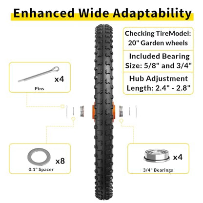 RONPOW 20" Flat Free Wheels Compatible with rubbermaid Wheelbarrows Tires - color: Orange