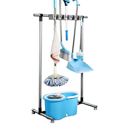 Broom Mop Holder Floor-Mounted mop Rack Cleaning Tool storage for laundry room closet organizer (6racks) - size: 6racks