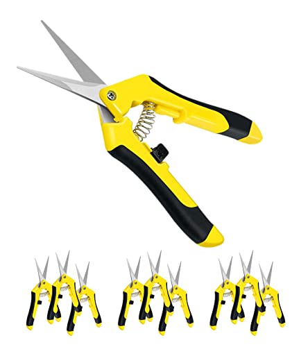 iPower 6.5 Inch Gardening Scissors Hand Pruner Pruning Shear for Gardening and Trimming, Heavy-Duty, Ultra Sharp Stainless Steel, Yellow, 10-Pack - color: Yellow, size: 10-pack