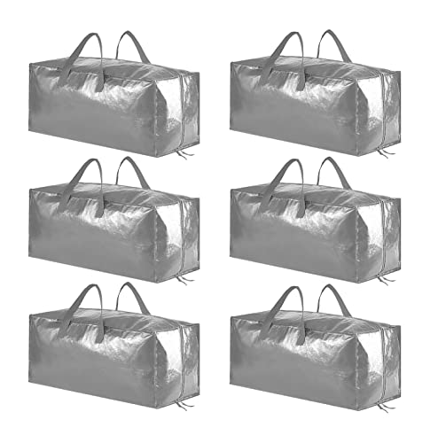 SpaceAid Heavy Duty Moving Bags, Extra Large Storage Totes W/Backpack Straps Strong Handles & Zippers, Alternative to Moving Boxes, Packing & Moving Supplies, Gley (6 Pack) - color: Grey, size: 6 Pack