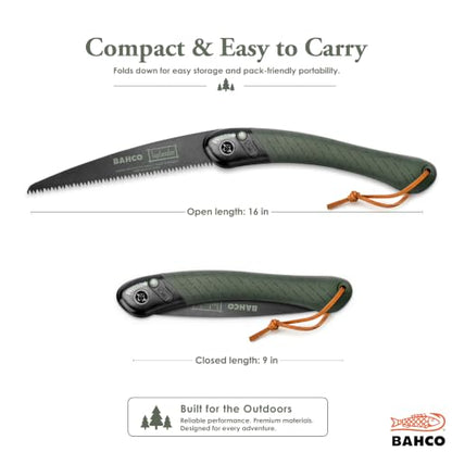 Bahco BAH396LAP Laplander Folding Saw, 7-1/2" Blade, Ergo Grip, Green