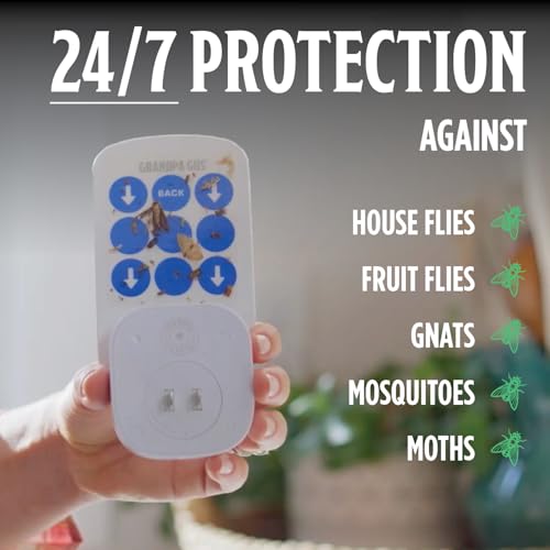 Grandpa Gus’s Indoor Fly Trap Plug-In 2 Pack - UV Light Insect Catcher for Flies, Gnats, Fruit Flies, Mosquitoes, Moths - No Insecticides, Sticky Glue Trap for Kitchen, Garage, w/ 4 Refill Glue Boards