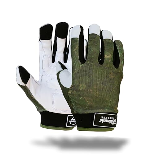 FARMER'S DEFENSE Leather Gloves | Thorn Proof & Puncture Resistant | Durable Grip, Breathable | Gardening, Landscaping, DIY (Green Brush Camo, Small) - color: Green Brush Camo, size: Small