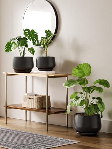LE TAUCI Ceramic Planter, 10 Inch, Large Plant Pot, Indoor Plant Pot, Black - color: Black, size: 10"