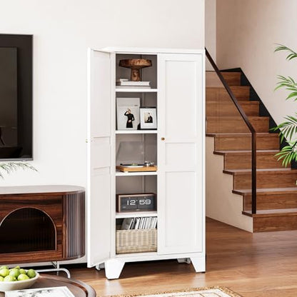 Letaya Metal Pantry Kitchen Storage Cabinet,61" H Adjustable Shelves,White - color: White, size: 14"D x 28"W x 61"H