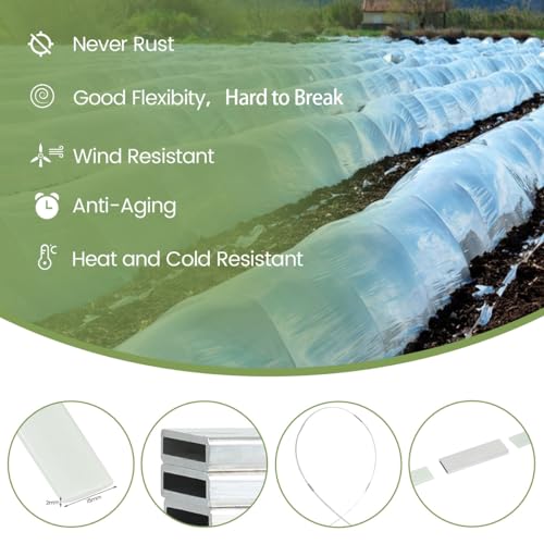 Greenhouse Hoops 120pcs, Sunwuk Garden Hoops for 1-3.5ft Wide Raised Bed, 30 Sets of 5.6ft Long Super Bendable Fiberglass Support Hoops Frame, Mini Greenhouse Flat for Row Cover (S Size) - style: 120pcs