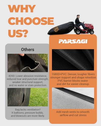 Lawn Tractor Leaf Bag 600D Heavy Duty Material 54.Cu.Ft Standard Leaf Bagger for Riding Lawn Mower,Heavy Duty Leaf Grass Collection Bagger (600D Leaf Bag) - size: 600D LEAF BAG